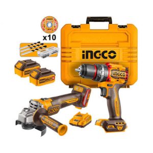 KIT AMOLADORA 1200W Y TALADRO PERCUTOR 66NM 20V