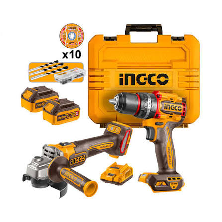 KIT AMOLADORA 1200W Y TALADRO PERCUTOR 66NM 20V