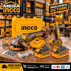 Combo INGCO 20V Brushless Taladro 66Nm + Amoladora 4-1/2″ – UCKLI20256