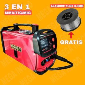 SOLDADORA 3 EN 1 250A CENTURY + 1 KG ALAMBRE FLUX 0.8MM