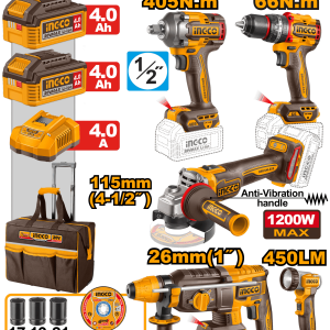 KIT 5 EN 1 INGCO MAQUINAS INALAMBRICAS 20V