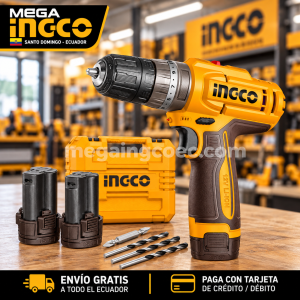 Taladro de Impacto INGCO 12V 20Nm 3/8″ + 2 Baterías 1.5Ah – CIDLI12206